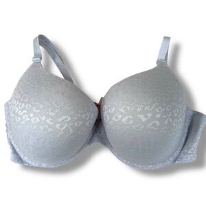 PINK Victoria's Secret PINK Leopard Push-up Lace Bra - Light Gray
